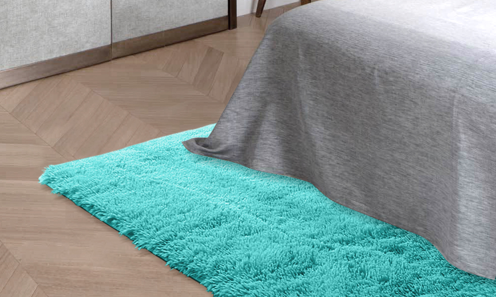 New Designer Shaggy Floor Confetti Rug Blue 80x120cm